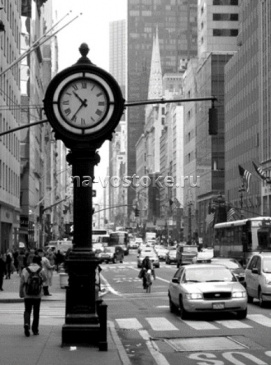 картинка Картина Часы ч/б Нью-Йорк  85*63 см, микровелюр от магазина Восточные сувениры